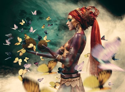Woman with butterflies, III