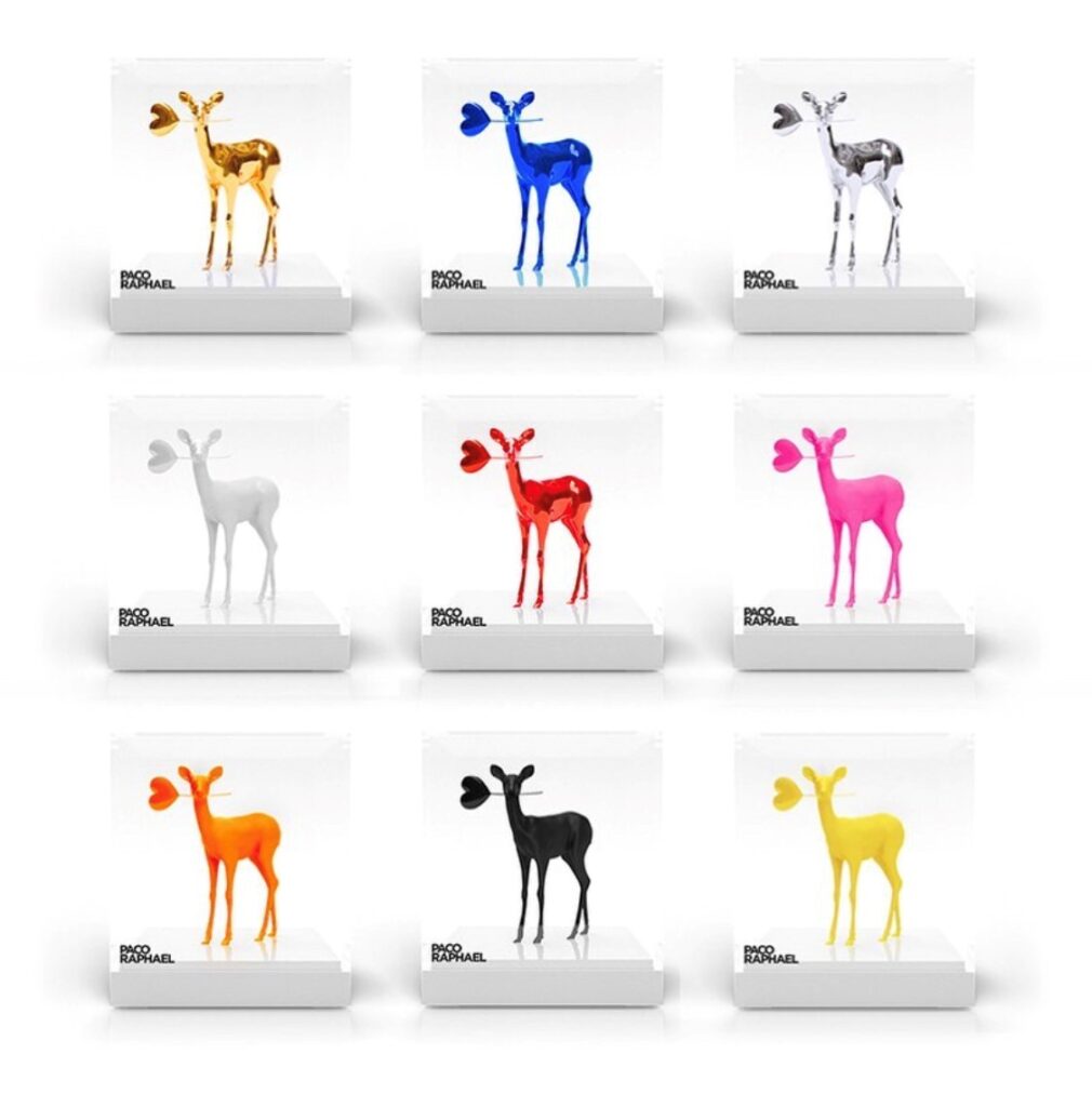 Mini Bambi – sculpture neon & chrome