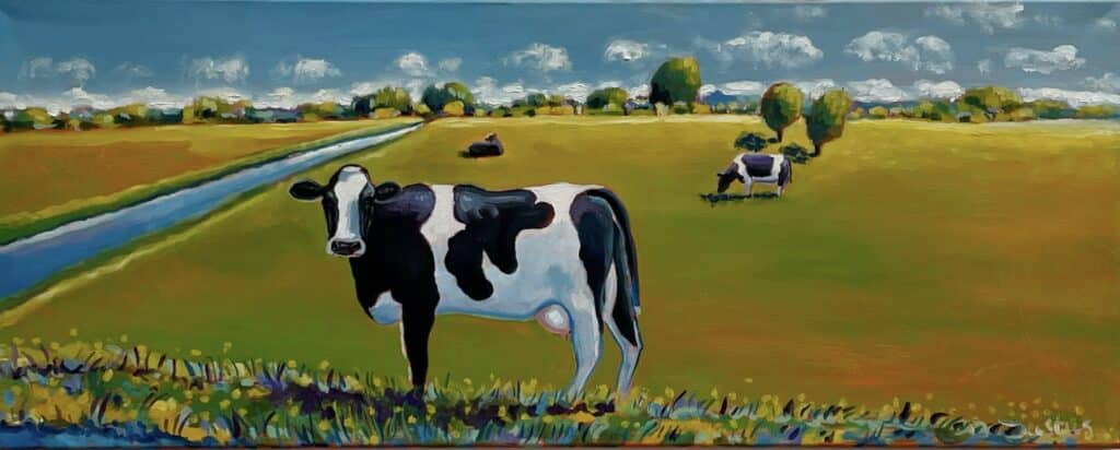 Justus Donker - Hollands landschap - origineel op linnen 2013 - 100 x 40 cm - De Kunsthuizen Hollands landschap