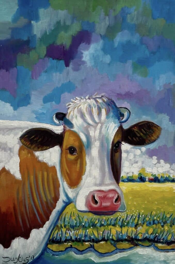 Justus Donker Koe in de wei origineel 2013 De Kunsthuizen Koe in de wei