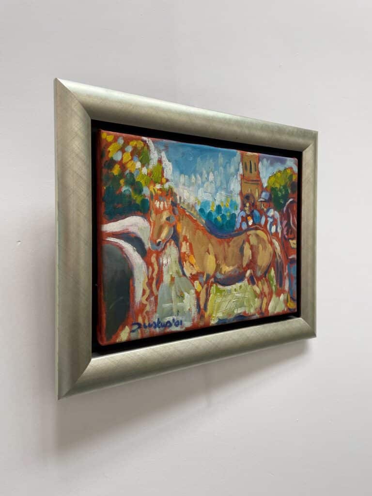 Justus Donker Paardenmarkt 2001 origineel op doek 40x30cm De Kunsthuizen 2 Paardenmarkt