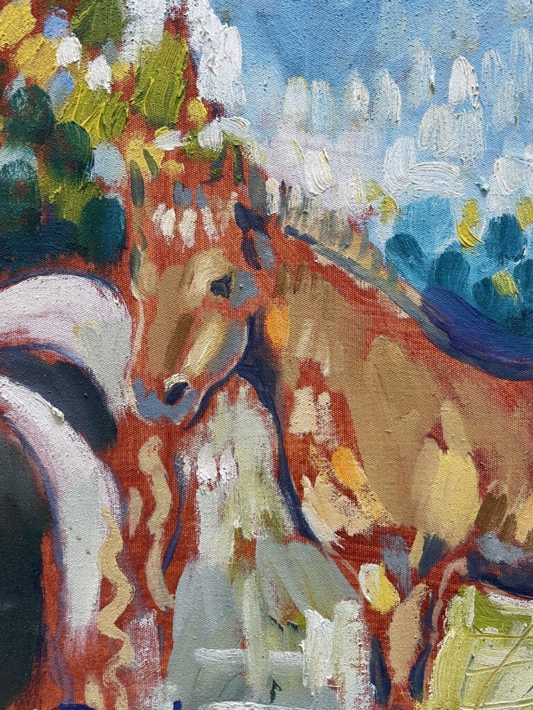 Justus Donker Paardenmarkt 2001 origineel op doek 40x30cm De Kunsthuizen 3 Paardenmarkt