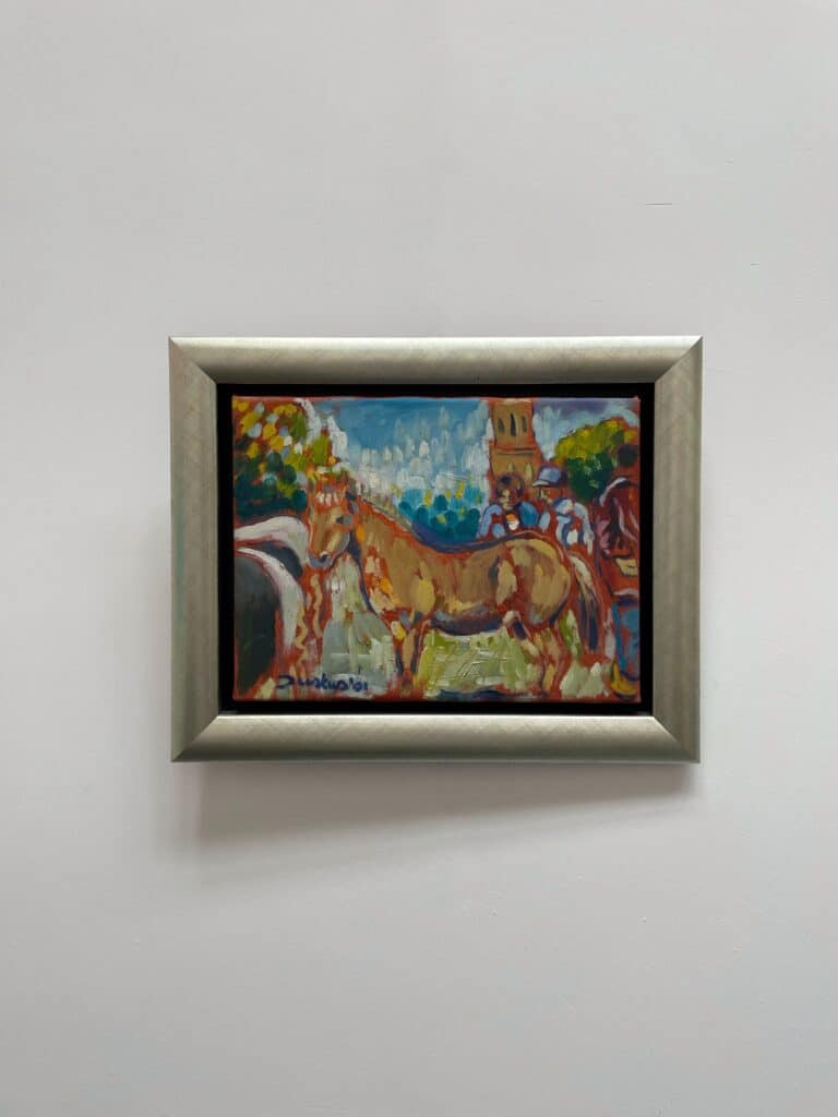 Justus Donker Paardenmarkt 2001 origineel op doek 40x30cm De Kunsthuizen Paardenmarkt